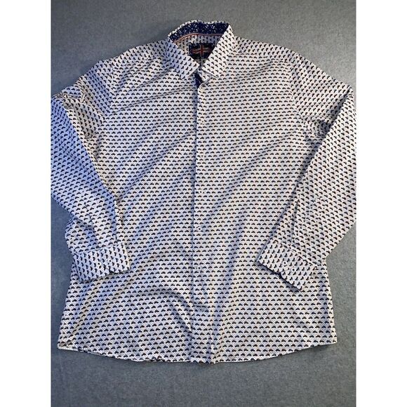 London Sole Other - Soul of London Men's Long Sleeves Shirt Button Up White Cars ‎ Size 17.5
